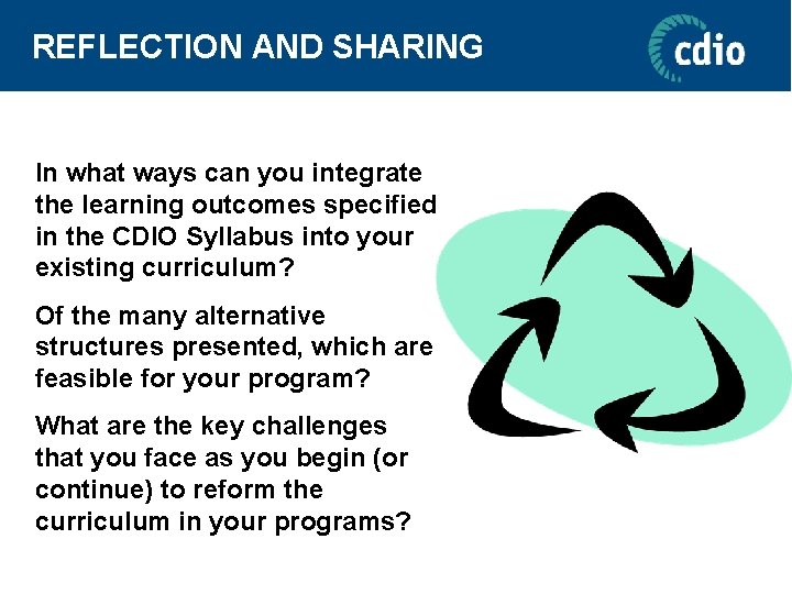 REFLECTION AND SHARING In what ways can you integrate the learning outcomes specified in