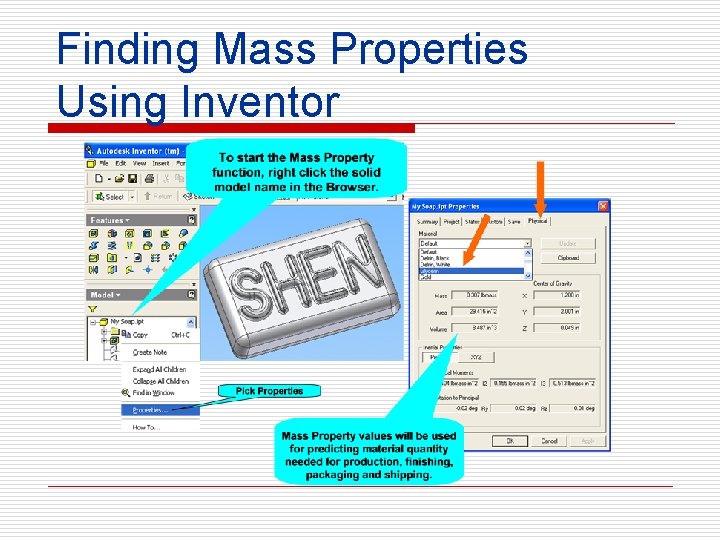 Finding Mass Properties Using Inventor 