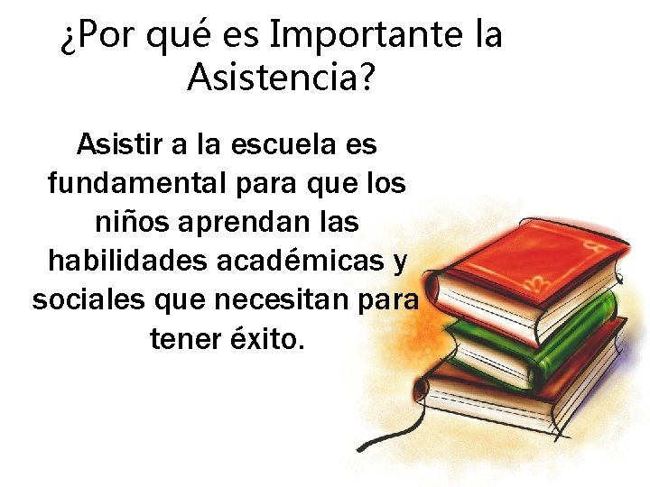 ¿Por qué es Importante la Asistencia? Asistir a la escuela es fundamental para que