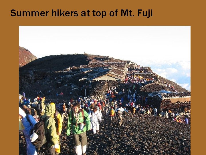 Summer hikers at top of Mt. Fuji 