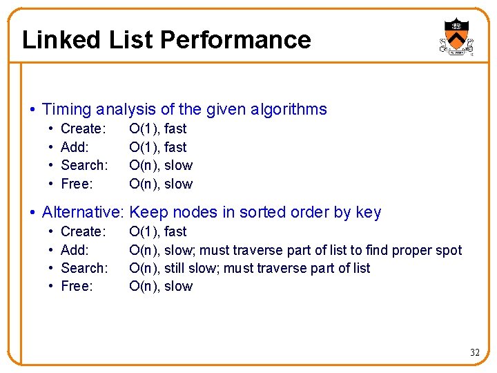 Linked List Performance • Timing analysis of the given algorithms • • Create: Add: