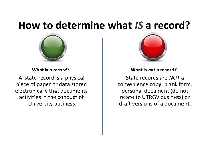 How to determine what IS a record? What is not a record? A state