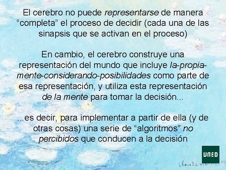 El cerebro no puede representarse de manera “completa” el proceso de decidir (cada una