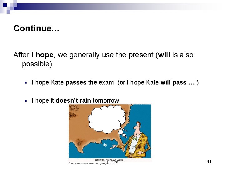 Continue… After I hope, we generally use the present (will is also possible) §