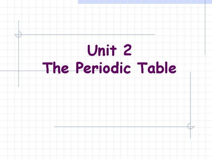 Unit 2 The Periodic Table 