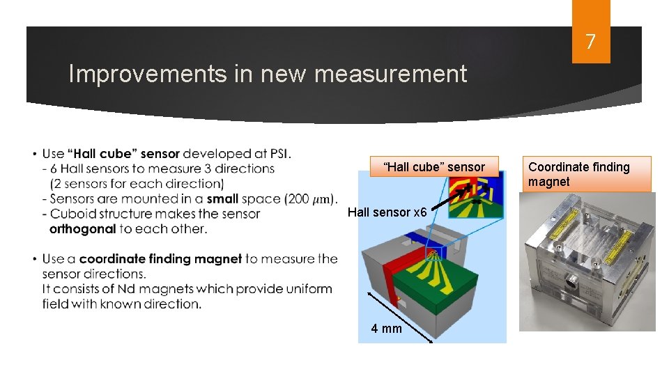 7 Improvements in new measurement “Hall cube” sensor Hall sensor x 6 4 mm
