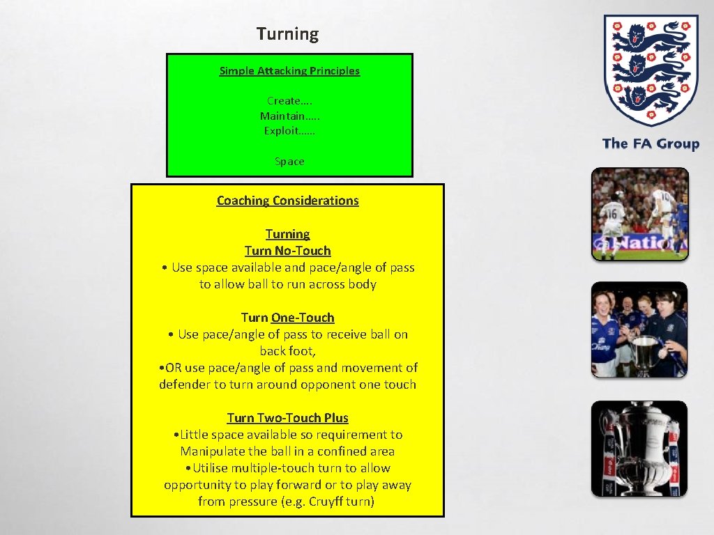 Turning Simple Attacking Principles Create…. Maintain…. . Exploit…… Space Coaching Considerations Turning Turn No-Touch