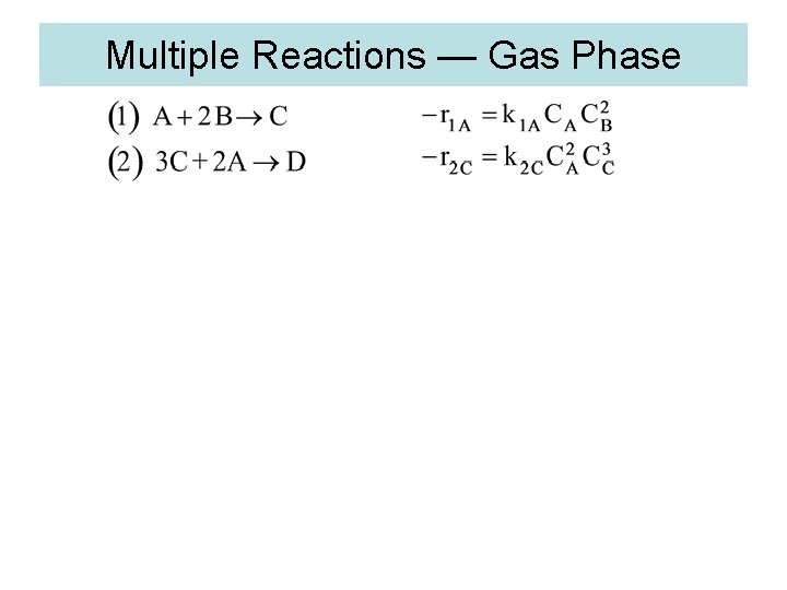 Multiple Reactions — Gas Phase 