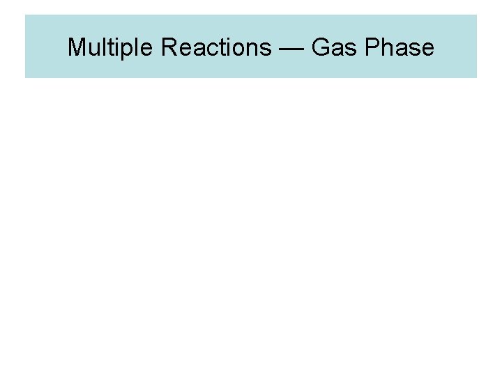 Multiple Reactions — Gas Phase 