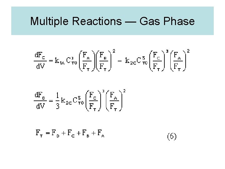 Multiple Reactions — Gas Phase 