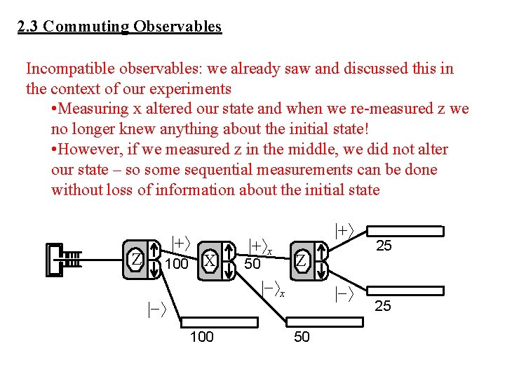2. 3 Commuting Observables Incompatible observables: we already saw and discussed this in the
