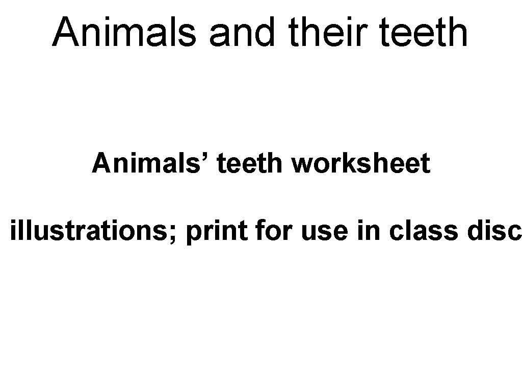 Animals and their teeth Animals’ teeth worksheet l illustrations; print for use in class