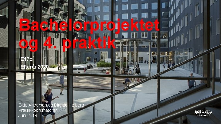 Bachelorprojektet og 4. praktik E 17 o Efterår 2020 Gitte Andersen og Birgitte Højberg