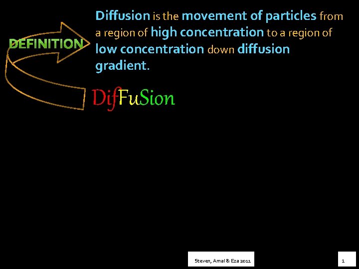 Diffluence Definition Diffusion is the movement of particles from a