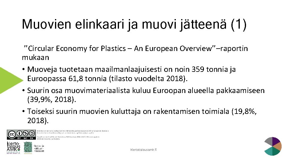 Muovien elinkaari ja muovi jätteenä (1) ’’Circular Economy for Plastics – An European Overview’’–raportin