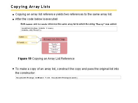 Copying Array Lists Copying an array list reference yields two references to the same