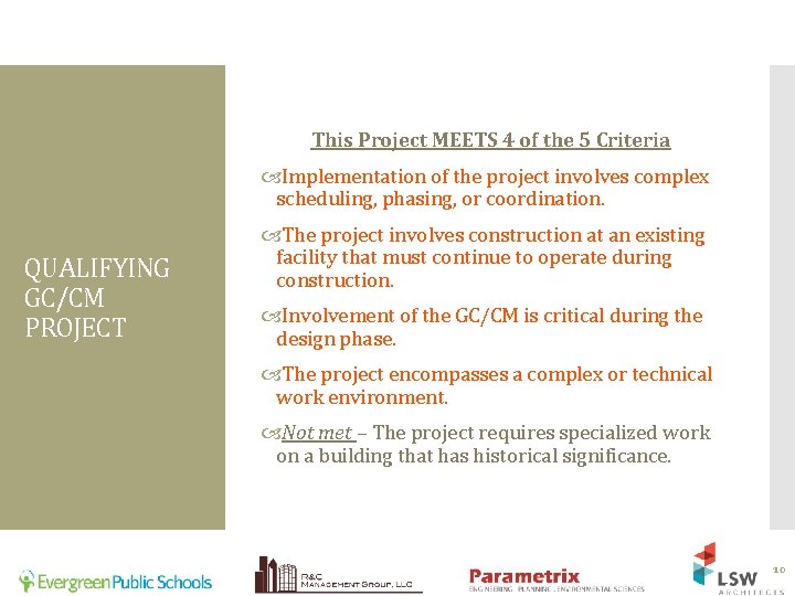 This Project MEETS 4 of the 5 Criteria Implementation of the project involves complex