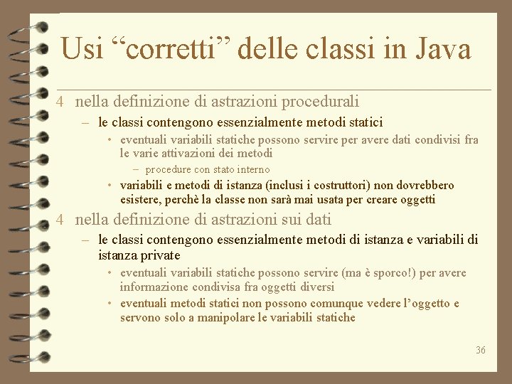 Usi “corretti” delle classi in Java 4 nella definizione di astrazioni procedurali – le