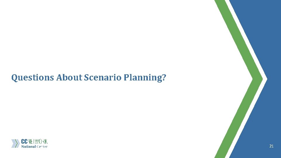 Questions About Scenario Planning? 21 