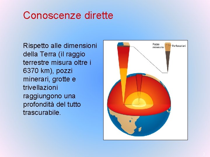 Conoscenze dirette Rispetto alle dimensioni della Terra (il raggio terrestre misura oltre i 6370