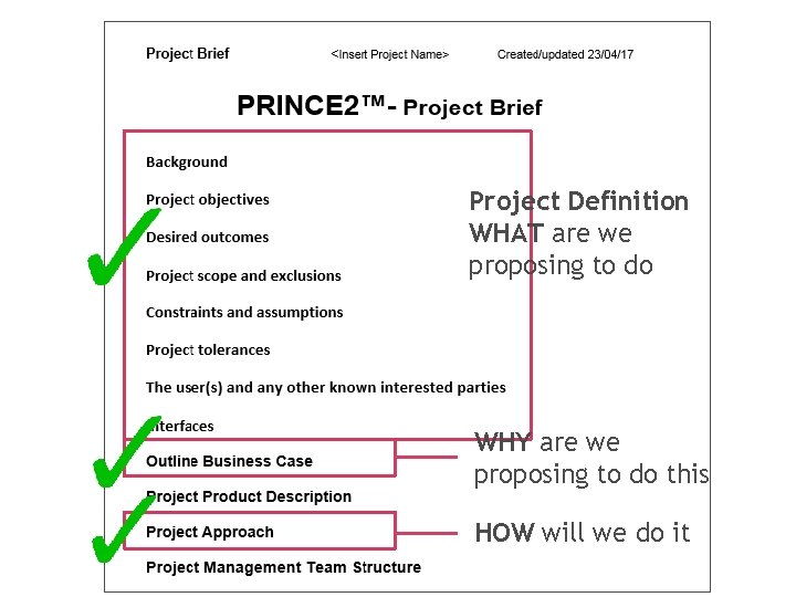 Project Definition WHAT are we proposing to do WHY are we proposing to do