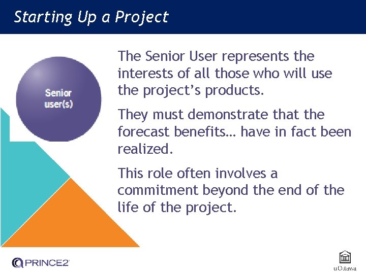 Starting Up a Project The Senior User represents the interests of all those who