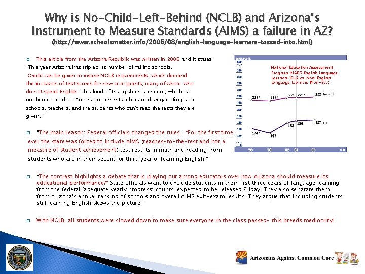 Why is No-Child-Left-Behind (NCLB) and Arizona’s Instrument to Measure Standards (AIMS) a failure in