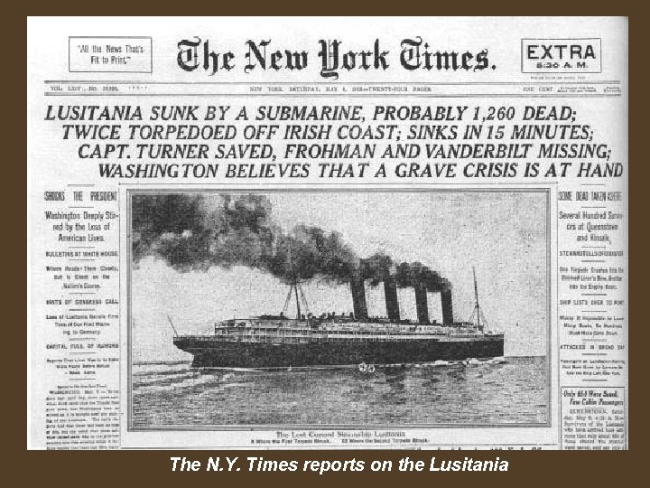 The N. Y. Times reports on the Lusitania 