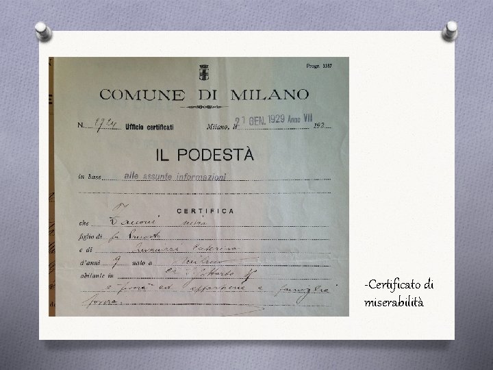 -Certificato di miserabilità 