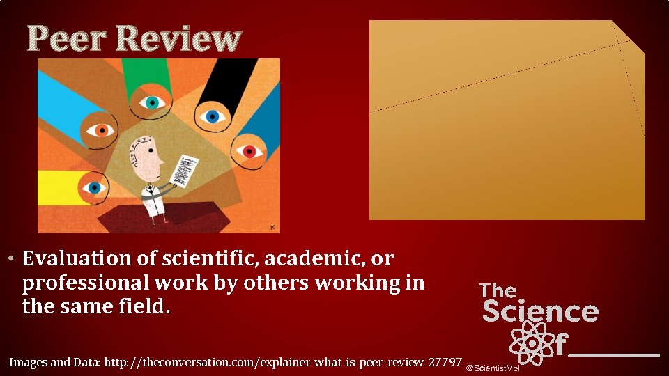 Peer Review • Evaluation of scientific, academic, or professional work by others working in