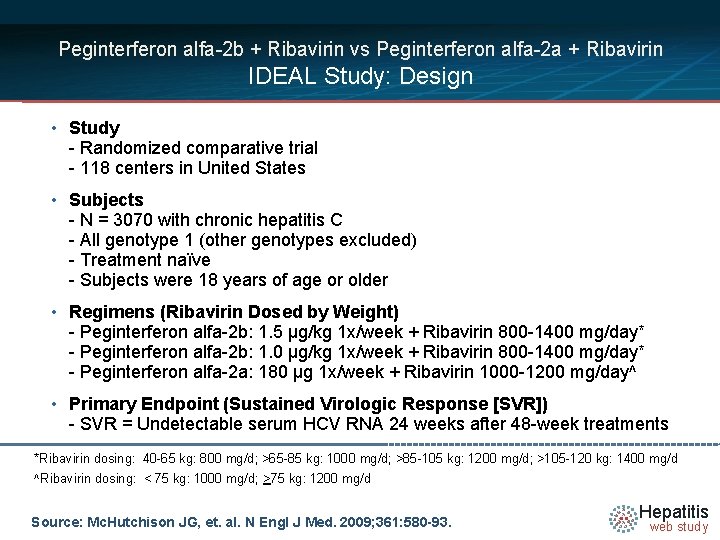 Peginterferon alfa-2 b + Ribavirin vs Peginterferon alfa-2 a + Ribavirin IDEAL Study: Design