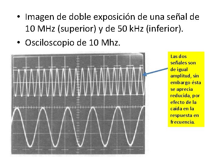  • Imagen de doble exposición de una señal de 10 MHz (superior) y