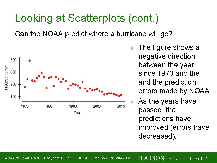 Looking at Scatterplots (cont. ) Can the NOAA predict where a hurricane will go?