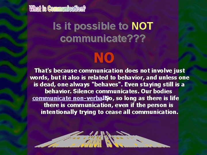 Is it possible to NOT communicate? ? ? NO That's because communication does not