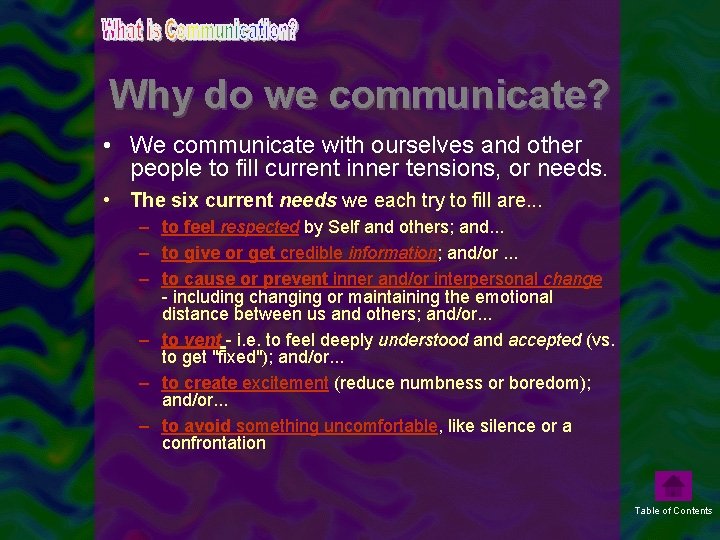Why do we communicate? • We communicate with ourselves and other people to fill