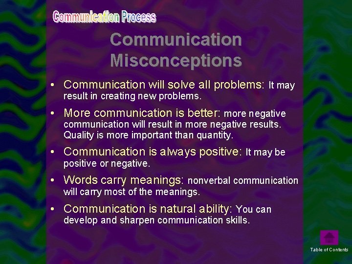 Communication Misconceptions • Communication will solve all problems: It may result in creating new