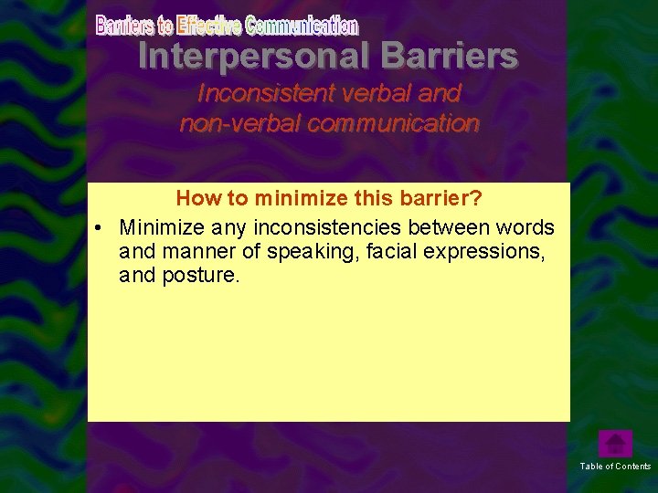 Interpersonal Barriers Inconsistent verbal and non-verbal communication • We often organizations that Howfind to