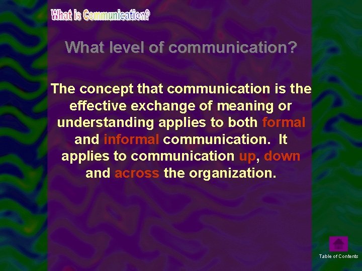 What level of communication? The concept that communication is the effective exchange of meaning
