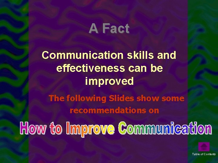 A Fact Communication skills and effectiveness can be improved The following Slides show some