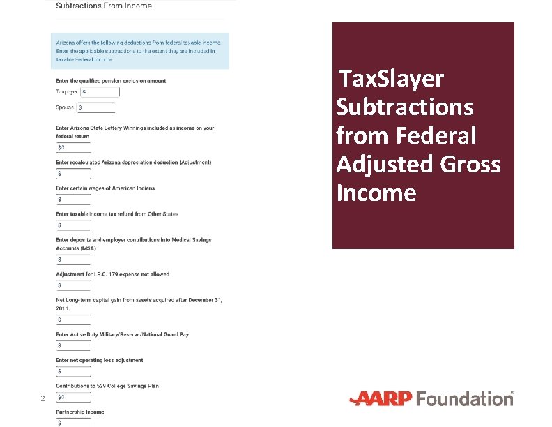 Tax. Slayer Subtractions from Federal Adjusted Gross Income 25 