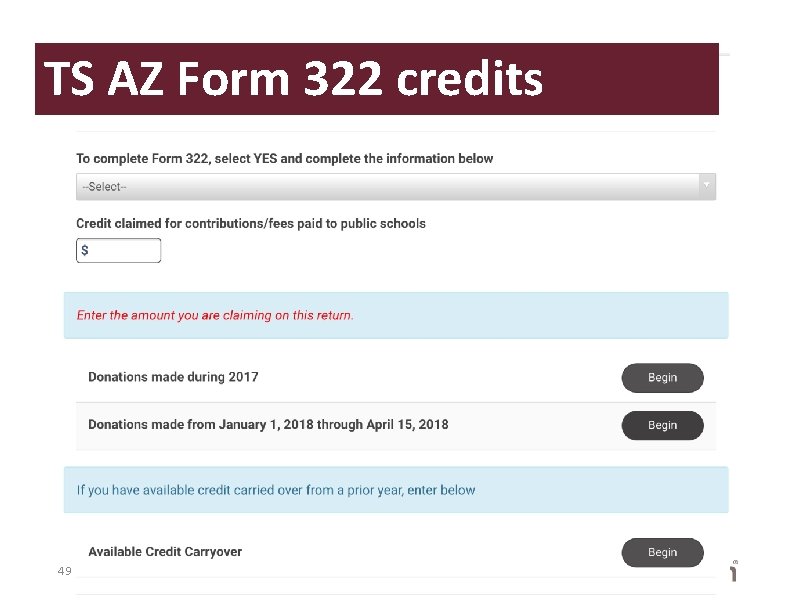 TS AZ Form 322 credits 49 