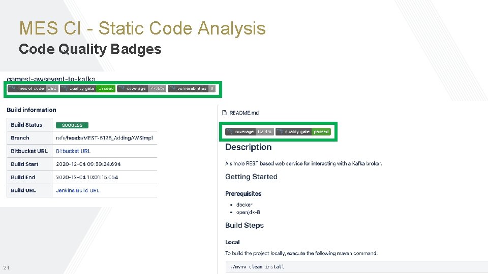 MES CI - Static Code Analysis Code Quality Badges 21 