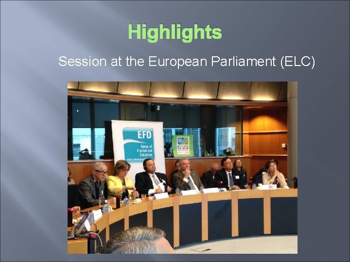 Highlights Session at the European Parliament (ELC) 