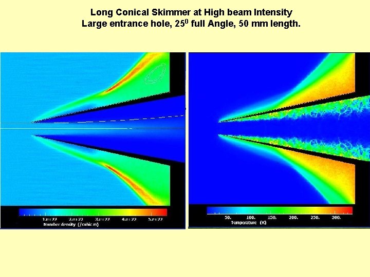Long Conical Skimmer at High beam Intensity Large entrance hole, 250 full Angle, 50