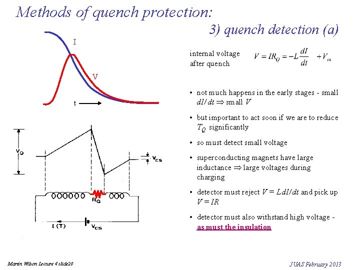 Methods of quench protection: 3) quench detection (a) I internal voltage after quench V