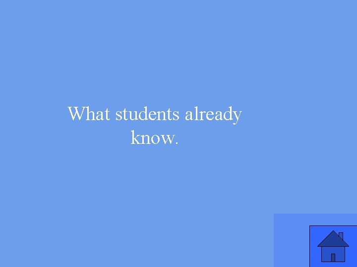 What students already know. 