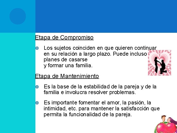 Etapa de Compromiso Los sujetos coinciden en que quieren continuar en su relación a