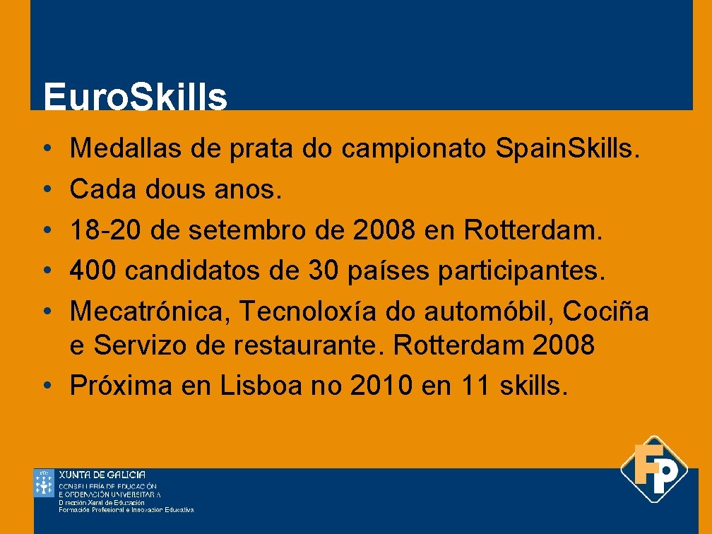 Euro. Skills • • • Medallas de prata do campionato Spain. Skills. Cada dous