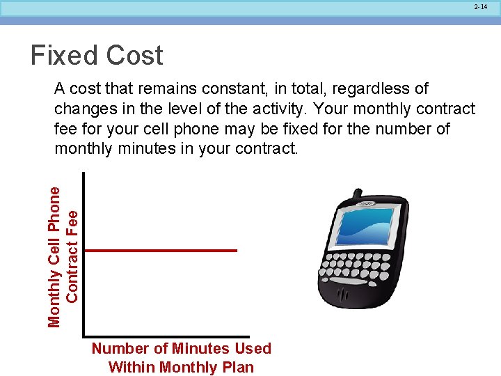 2 -14 Fixed Cost Monthly Cell Phone Contract Fee A cost that remains constant,