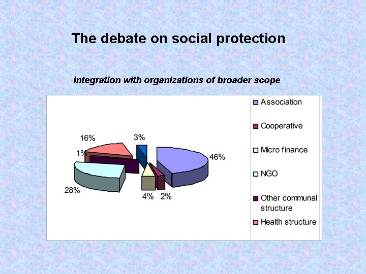 The debate on social protection Integration with organizations of broader scope 